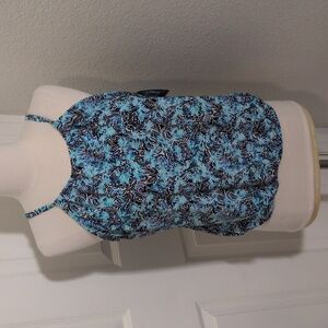 ✅NWT Swim Solutions Blue Floral Tankini Swim Top Size 14 Bust Support